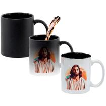 Caneca Mágica Fosca Interna Preta Muda de Cor 325ml Jesus Cristo Igreja 7