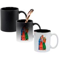 Caneca Mágica Fosca Interna Preta Muda de Cor 325ml JESUS DEUS SANTA MARIA