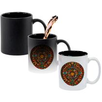 Caneca Mágica Fosca Interna Preta Muda de Cor 325ml Mandala Indiano Caneca Mágica Fosca Interna Preta Muda de Cor 325ml Mandala Indiano