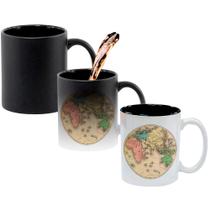 Caneca Mágica Fosca Interna Preta Muda de Cor 325ml Mapa Mundi Caneca Mágica Fosca Interna Preta Muda de Cor 325ml Mapa Mundi