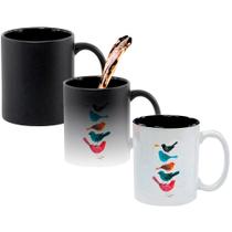 Caneca Mágica Fosca Interna Preta Muda de Cor 325ml PASSAROS TORRE