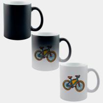 Caneca Mágica Fosca Muda de Cor 325ml BICICLETA AZUL LARANJA