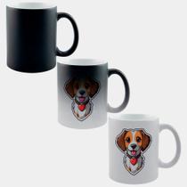 Caneca Mágica Fosca Muda de Cor 325ml CACHORRO BEGE CORAÇÃO FOFO