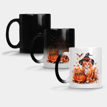 Caneca Mágica Fosca Muda de Cor 325ml GATO HALLOWEEN ABOBORA 108