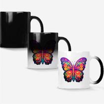 Caneca Mágica Fosca Muda de Cor 325ml LINDA BORBOLETA COLORIDA Caneca Mágica Fosca Muda de Cor 325ml LINDA BORBOLETA COLORIDA