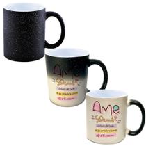 Caneca Mágica Glitter Muda de Cor 325ml AME DEUS FRASE