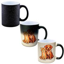 Caneca Mágica Glitter Muda de Cor 325ml AMIGOS CACHORRO GATO