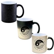 Caneca Mágica Glitter Muda de Cor 325ml Arvore Raizes Yin Yang