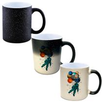 Caneca Mágica Glitter Muda de Cor 325ml ASTRONAUTA BALOES PLANETAS