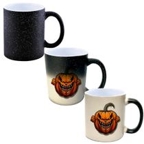 Caneca Mágica Glitter Muda de Cor 325ml HALLOWEEN ABÓBORA ARTE LARANJA