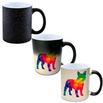 Caneca Mágica Glitter Muda de Cor 325ml LGBT BULLDOG FRANCES COLORIDO