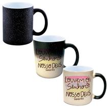 Caneca Mágica Glitter Muda de Cor 325ml LOUVEM O SENHOR NOSSO DEUS