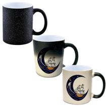Caneca Mágica Glitter Muda de Cor 325ml LUA MISTICA BARCO MAR NOITE