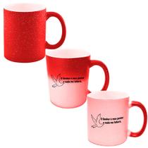 Caneca Mágica Glitter Vermelha de Porcelana 325ml O SENHOR E MEU PASTOR