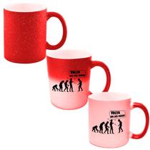 Caneca Mágica Glitter Vermelha de Porcelana 325ml VOLTA QUE DEU MERDA