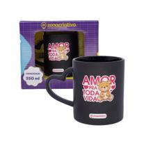 Caneca Mágica Namorados Zona Criativa Ursinho Fofo Amor Presente Xicara Porcelana Café Chá Cor:PretoNome do Desenho:Nam