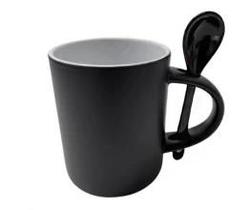 Caneca Mágica Preta Fosca Com Colher Para Sublimação 325ml - Pedidos Somente Acima de 10 unidades Caneca Mágica Preta Fosca Com Colher Para Sublimação 325ml - Pedidos Somente Acima de 10 unidades
