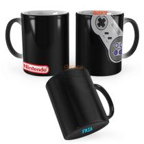 Caneca Mágica Super Nintendo Preta - Decora Geek Caneca Mágica Super Nintendo Preta - Decora Geek