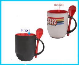 Caneca mágica vermelha com colher Caneca mágica vermelha com colher