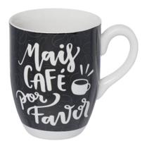 Caneca Mais Café em Porcelana Preta e Branca 350ml - Hausktaft Caneca Mais Café em Porcelana Preta e Branca 350ml - Hausktaft