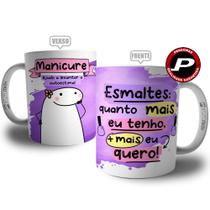 Caneca Manicure Divertida - Ajudo a Levantar a Autoestima - Coleção Florks Profissões