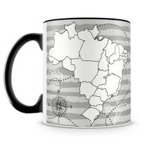 Caneca Mapa do Brasil Para Colorir - Criativa e Educativa (Preto) Caneca Mapa do Brasil Para Colorir - Criativa e Educativa (Preto)