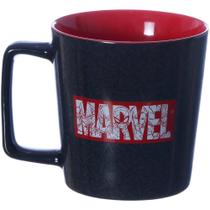 Caneca Marvel Logo Vermelho Cerâmica Preta 400Ml Oficial