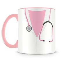Caneca Médica Personalizada de Porcelana Rosa com Estampa Caneca Médica Personalizada de Porcelana Rosa com Estampa