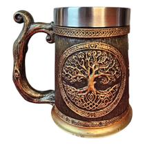 Caneca Medieval Artesanal Árvore da Vida Geek 3D em Resina Copo em Aço Inox Grande Térmico Chopp Ce Caneca Medieval Artesanal Árvore da Vida Geek 3D em Resina Copo em Aço Inox Grande Térmico Chopp Ce