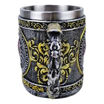Caneca Medieval Artesanal Simbolo Solar 3D em Resina Copo em Aço Inox Grande Térmico Chopp 400ML