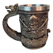 Caneca Medieval Artesanal Viking Geek 3D em Resina Copo em Aço Inox Grande Térmico Chopp Cerveja Di Caneca Medieval Artesanal Viking Geek 3D em Resina Copo em Aço Inox Grande Térmico Chopp Cerveja Di