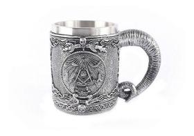 Caneca Medieval Maçônica Cavaleiro Aço Inox Retro