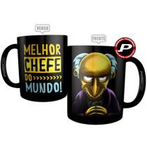 Caneca Melhor Chefe do Mundo - Xícara Irónica Presente Chefe Burns Best Big Boss Divertida Engraçada