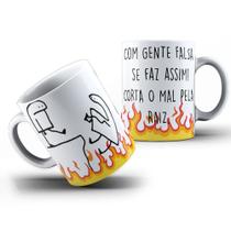 Caneca Meme Bento Cake Flork Com Gente Falsa Se Faz Assim Corta O Mal Pela Raiz- MEGA OFERTA!