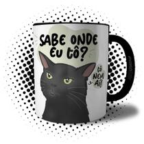 Caneca Meme Gato Preto Debochado Olhando Torto Tô Nem Aí - Xícara Engraçada Divertida