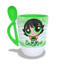 Caneca Meninas Super Poderosas Docinho Com Colher - Com Nome Caneca Meninas Super Poderosas Docinho Com Colher - Com Nome