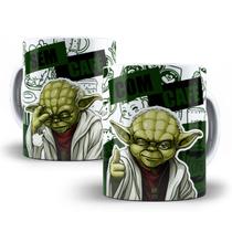 Caneca Mestre Yoda Star Wars Com Café Sem Café Porcelana 2 Caneca Mestre Yoda Star Wars Com Café Sem Café Porcelana 2