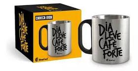 Caneca metal inox - dia leve cafe forte