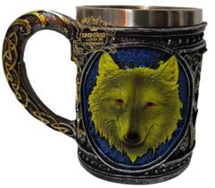 Caneca Metal Medieval Wolf 400Ml Inox