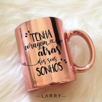Caneca metalizada personalizada Rose Gold