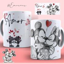 Caneca Mickey e Minnie amor emoções 325ml personagens quadrinhos.