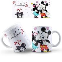 Caneca Mickey e Minnie COM SEU NOME de Porcelana