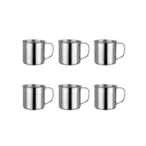 Caneca Mini Pequena Xicara Aço Inox Cafe Cha 150ml 6un