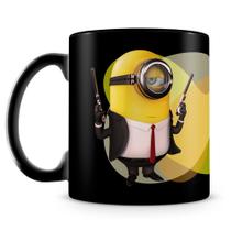 Caneca Minions - Hasta La Vista Baby! Caneca Preta de Porcelana Personalizada com Estampa
