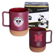 Caneca Minnie Mouse Vidro 350ml Com Base De Cortiça Porta-Copo Oficial Disney - Zona Criativa Caneca Minnie Mouse Vidro 350ml Com Base De Cortiça Porta-Copo Oficial Disney - Zona Criativa