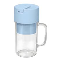 Caneca Misturadora Recarregável Azul Claro Copo Triturador em ABS PP