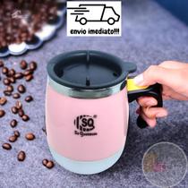 Caneca Mixer Misturador Inox Automática 400ml Copo Térmico Mixer de Bebidas Café Suco Shake COR: ROSA - S&Q