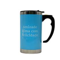 Caneca Mixer Misturadora Inox 450 ml Com Tampa A Pilha Cor:Azul