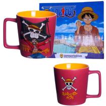 Caneca Monkey D. Luffy Cerâmica Vermelha 400ML Oficial One Piece Toei