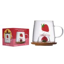 Caneca Morango Borossilicato 3D Com Base Caneca Morango Borossilicato 3D Com Base